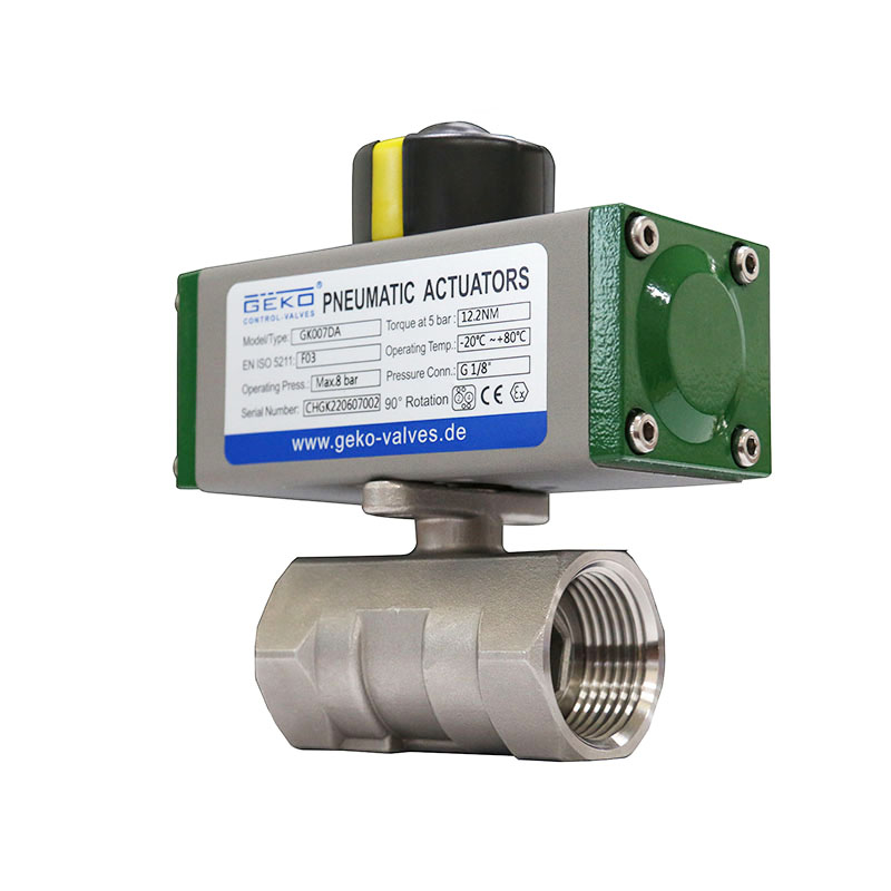 One piece internal thread ball valve with actuator